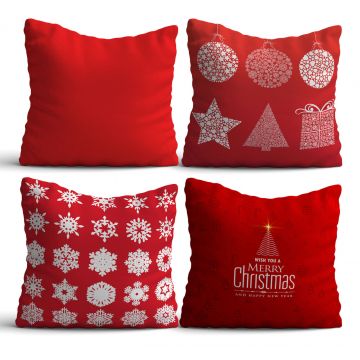 Set 4 perne decorative, NYXMAS07, 50% bumbac / 50% poliester, Multicolor