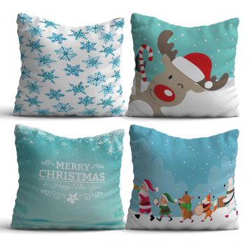 Set 4 perne decorative, NYXMAS11, 50% bumbac / 50% poliester, Multicolor