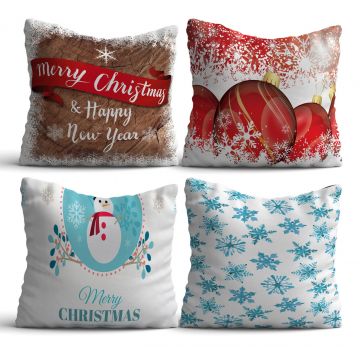 Set 4 perne decorative, NYXMAS12, 50% bumbac / 50% poliester, Multicolor