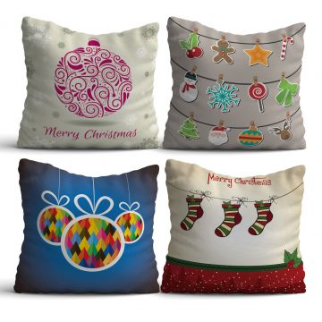 Set 4 perne decorative, NYXMAS15, 50% bumbac / 50% poliester, Multicolor