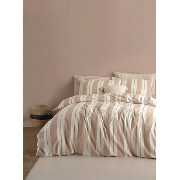Lenjerie de pat dubla (DE), 3 piese, Kriptimi İpliği Boyalı Stonewashed - Cream, Beige, Limassol, Bumbac