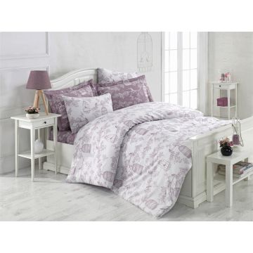 Lenjerie de pat pentru o persoana (DE), 2 piese, Samyeli - Lilac, Eponj Home, 65% bumbac/35% poliester