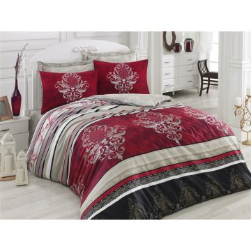 Lenjerie de pat pentru o persoana (DE), Azra - Claret Red, Cotton Box, Bumbac Satinat