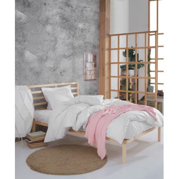 Lenjerie de pat pentru o persoana (EU) (IT), Fresh Color - White, Mijolnir, Bumbac Ranforce