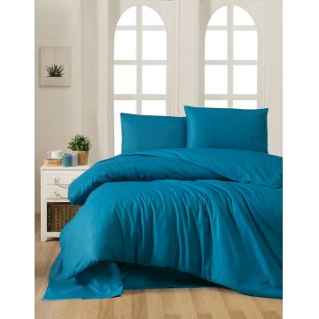 Lenjerie de pat pentru o persoana Single XL (DE), Petrol Blue, Patik, Bumbac Ranforce