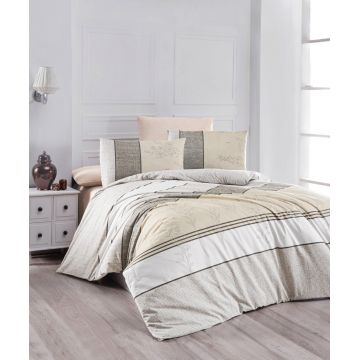 Lenjerie de pat pentru o persoana Single XL (DE), Pine - Beige, Life Style, Bumbac Ranforce
