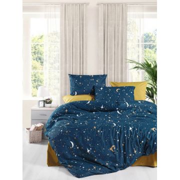 Lenjerie de pat pentru o persoana Single XL (DE), L'essentiel Maison, Sky, Albastru închis / Galben Lenjerie de pat pentru o persoana Single XL (DE), L'essentiel Maison, Sky, Albastru închis / Galben