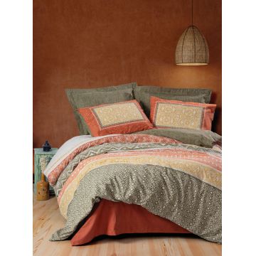 Lenjerie de pat pentru o persoana Single XL (DE), Tuwa - Tile Red, Cotton Box, Bumbac Ranforce