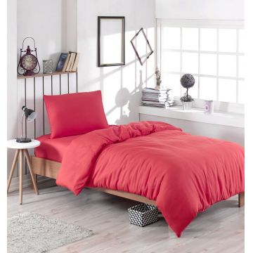 Lenjerie de pat pentru o persoana Single XXL (DE), 2 piese, Paint - Red, EnLora Home, 65% bumbac/35% poliester