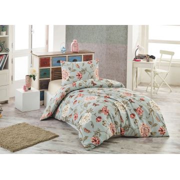 Lenjerie de pat pentru o persoana Single XXL (DE), 2 piese, Sandiego - Mint, Eponj Home, 65% bumbac/35% poliester