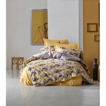 Lenjerie de pat pentru o persoana Single XXL (DE), Elon - Yellow, Cotton Box, Bumbac Ranforce