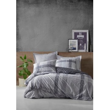 Lenjerie de pat pentru o persoana Single XXL (DE), Miranda - Grey, Cotton Box, Bumbac Ranforce