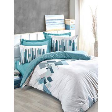 Lenjerie de pat pentru o persoana Single XXL (DE), Nesto - Petrol, Cotton Box, Bumbac Ranforce