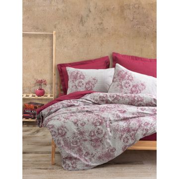 Lenjerie de pat pentru o persoana Single XXL (DE), Vilda - Claret Red, Cotton Box, Bumbac Ranforce