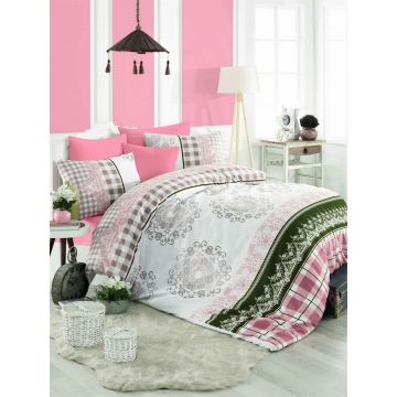 Lenjerie de pat dubla (DE), Nazenin - Pink, Pearl Home, Bumbac Ranforce