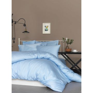 Lenjerie de pat dubla Super King (EU) (IT), 3 piese, De Blue, Patik, Bumbac Satinat