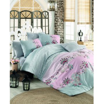 Lenjerie de pat pentru o persoana Single XL (DE), Azra - Grey, Pearl Home, Bumbac Ranforce