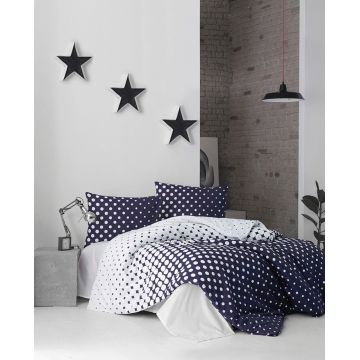 Lenjerie de pat pentru o persoana Single XL (DE), Puanline - Dark Blue, Pearl Home, Bumbac Ranforce