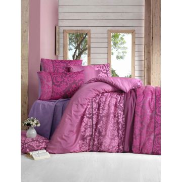 Lenjerie de pat dubla (DE), 3 piese, L'essentiel Maison, Öykü, Roșu Claret / Fuchsia Lenjerie de pat dubla (DE), 3 piese, L'essentiel Maison, Öykü, Roșu Claret / Fuchsia