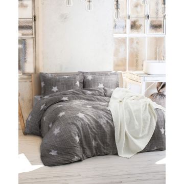 Lenjerie de pat dubla King (DE), 3 piese, Tstar - Grey, Türkiz, Bumbac Ranforce