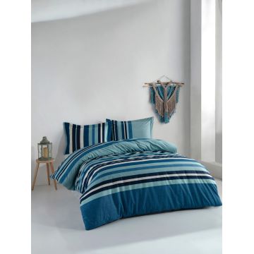 Lenjerie de pat dubla King (FR), L'essentiel Maison, Devi, Albastru / Turcoaz / Alb Lenjerie de pat dubla King (FR), L'essentiel Maison, Devi, Albastru / Turcoaz / Alb