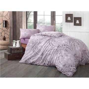 Lenjerie de pat dubla Super King (US) (ES), 3 piese, L'essentiel Maison, Ahenk, Liliac / Alb Lenjerie de pat dubla Super King (US) (ES), 3 piese, L'essentiel Maison, Ahenk, Liliac / Alb