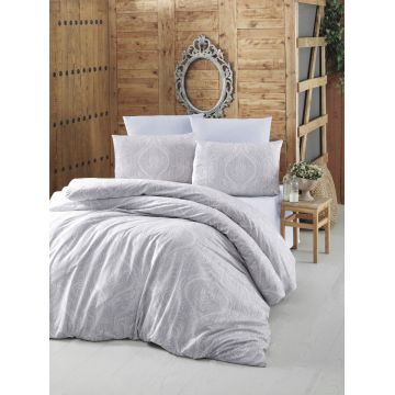 Lenjerie de pat pentru o persoana (BL), Ornament - Grey, Victoria, Bumbac Ranforce