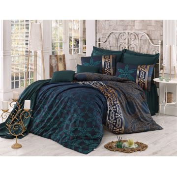 Lenjerie de pat pentru o persoana (ES), L'essentiel Maison, Alisa, Verde închis / Muștar / Maro Lenjerie de pat pentru o persoana (ES), L'essentiel Maison, Alisa, Verde închis / Muștar / Maro