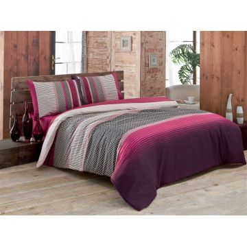Lenjerie de pat pentru o persoana (EU) (IT), 2 piese, Lotus v2, Victoria, 65% bumbac/35% poliester
