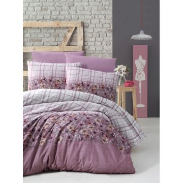 Lenjerie de pat pentru o persoana (FR), L'essentiel Maison, Alvina, Roz