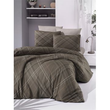 Lenjerie de pat pentru o persoana Single XL (DE), Briana - Brown, Victoria, Bumbac Ranforce