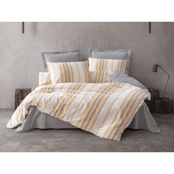 Lenjerie de pat dubla (DE), 3 piese, Tribus - Yellow, Cotton Box, 50% bumbac / 50% poliester