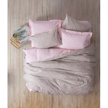 Lenjerie de pat dubla Super King (EU) (IT), Sihu - Pink, Cotton Box, Bumbac Ranforce