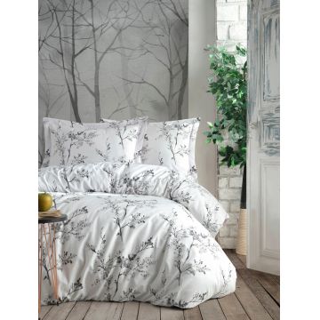 Lenjerie de pat pentru o persoana (FR), Cicory - White, Primacasa by Türkiz, Bumbac Ranforce