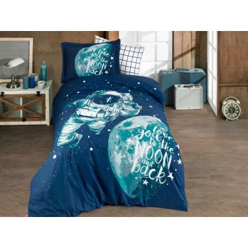 Lenjerie de pat pentru o persoana, Galaxy - Royal, Hobby, Bumbac Poplin