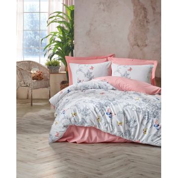 Lenjerie de pat pentru o persoana Single XL (DE), Cathi - Salmon, Cotton Box, Bumbac Ranforce