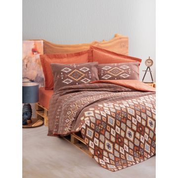 Lenjerie de pat pentru o persoana Single XXL (DE), Belize - Brown, Cotton Box, Bumbac Ranforce