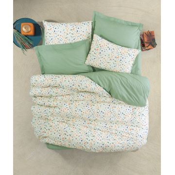 Lenjerie de pat pentru o persoana Single XXL (DE), Lola - Green, Cotton Box, Bumbac Ranforce