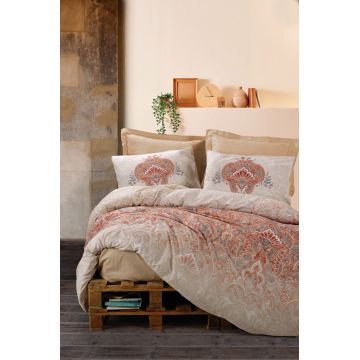 Lenjerie de pat pentru o persoana Single XXL (DE), Loreta - Beige, Cotton Box, Bumbac Ranforce