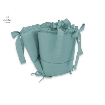 Aparatoare pentru patut MimiNu cu volanase din bumbac 180x30 cm colectia Royal Nepal green