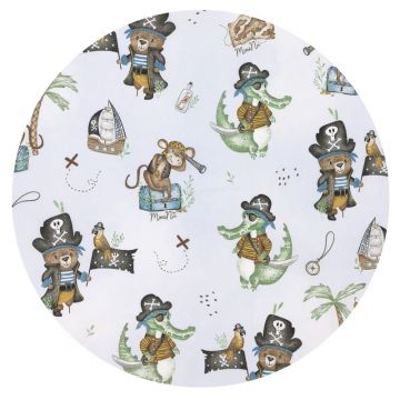 Cearceaf cu elastic MimiNu pentru patut 90x40 cm din bumbac Pirates Blue