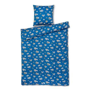 Lenjerie de pat albastră din bumbac satinat pentru pat de o persoană/extinsă 140x220 cm Grand Pleasantly – JUNA