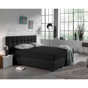 Cearsaf de pat dublu cu elastic Enkel, 160 180 x 200, negru
