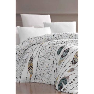 Lenjerie de pat pentru pat de o persoană-extins și cearceaf Feather Green – Mila Home