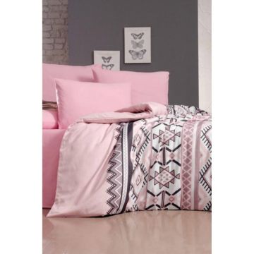 Lenjerie de pat roz pentru pat de o persoană-extins și cearceaf Antic Pink – Mila Home