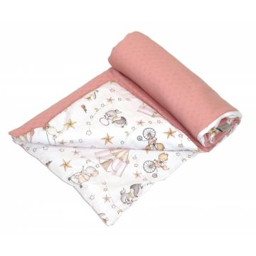 Paturica pentru copii by Amy cu doua fete din bumbac 100x75cm Circ roz