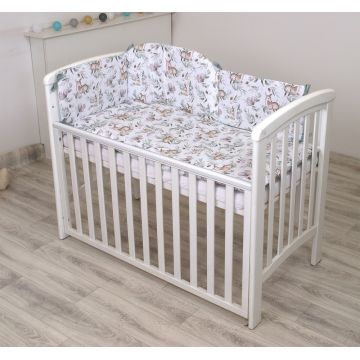 Set lenjerie Amy din bumbac cu protectie laterala pentru pat bebe 120 x 60 cm Forest