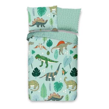 Lenjerie de pat din bumbac pentru copii Good Morning Dinosaurus, 100 x 135 cm