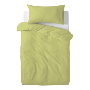 Lenjerie de pat din bumbac pentru copii Happy Friday Basic, 100 x 120 cm, verde