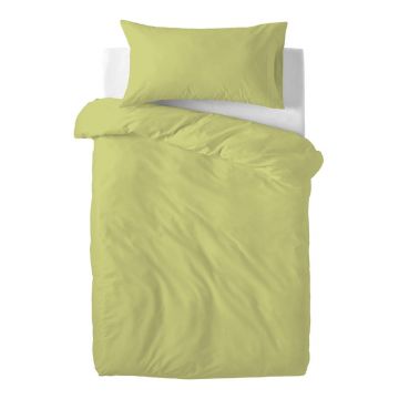 Lenjerie de pat din bumbac pentru copii Happy Friday Basic, 115 x 145 cm, verde